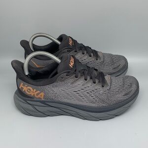 Hoka One Clifton 8 Black Grey Road Running Shoes Women’s Sz 8B